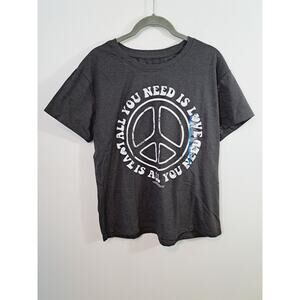 Lennon & McCartney New! Women's Gray All You Need Is Love Tee Large